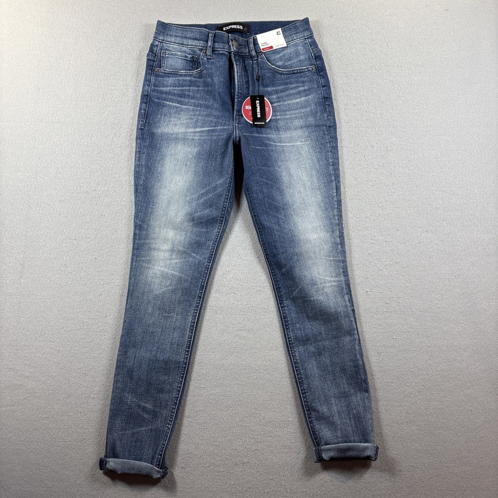 Express Womens‎ Blue Denim Medium Wash High Rise Jegging Jeans Size 4s
